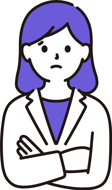 腕組みして悩んでいる女性